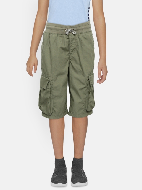 

GAP Boys Olive Green Solid Cargo Shorts