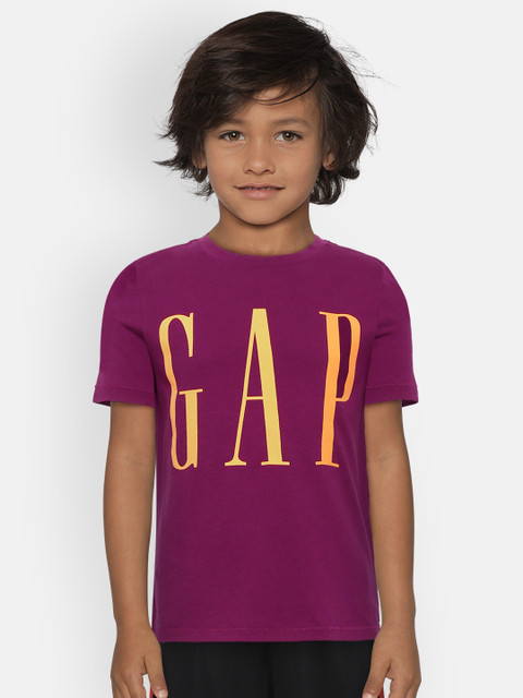 

GAP Boys Purple Brand Logo Print Round Neck T-shirt