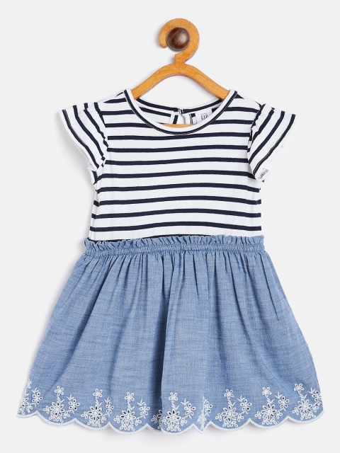 

GAP Girls Blue & White Striped Sustainable Fit & Flare Dress