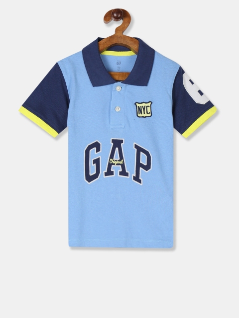

GAP Boys Blue Printed Polo Collar T-shirt