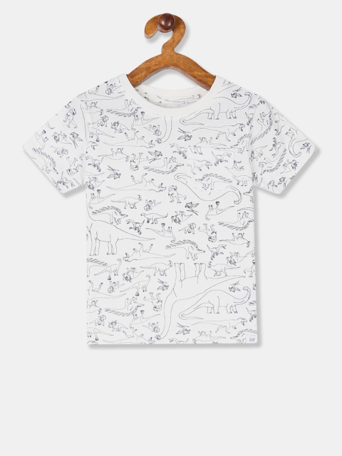 

GAP Toddler Boy White & Blue Print Pocket T-Shirt