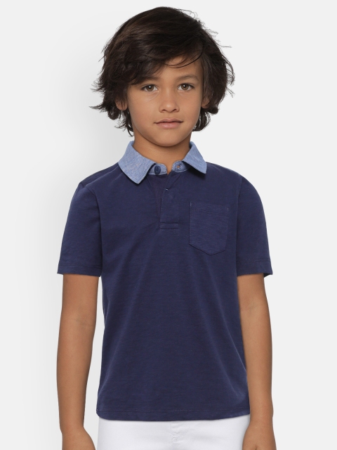 

GAP Boys Navy Blue Solid Polo Collar T-shirt