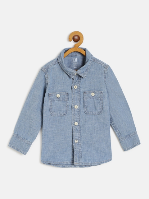 

GAP Boys Blue Solid Chambray Shirt
