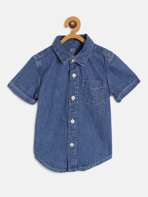 

GAP Boys Blue Solid Denim Shirt