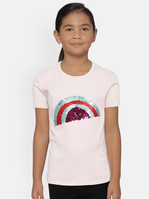 

GAP Girls Pink Flip Sequins Round Neck T-shirt