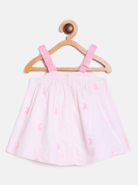 

GAP Girls Pink & White Striped A-Line Dress with Embroidered Detail