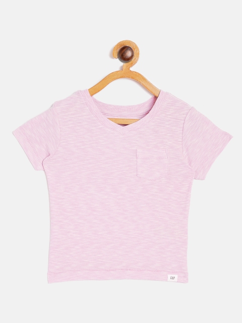 

GAP Boys Pink Solid V-Neck T-shirt
