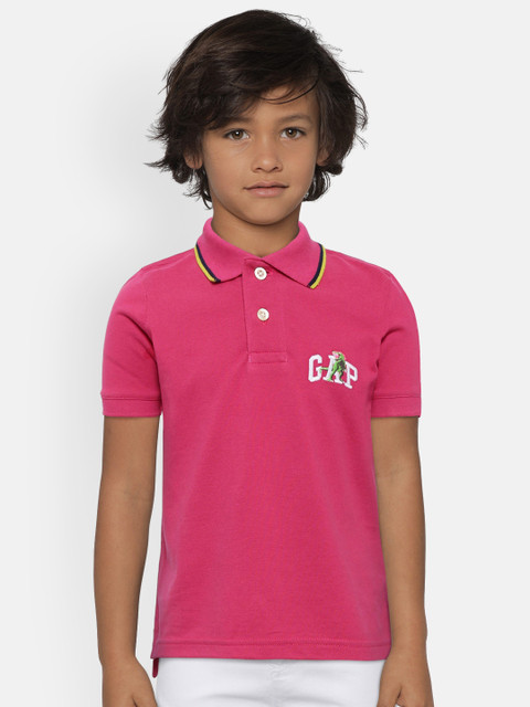 

GAP Boys Pink Solid Polo Collar T-shirt