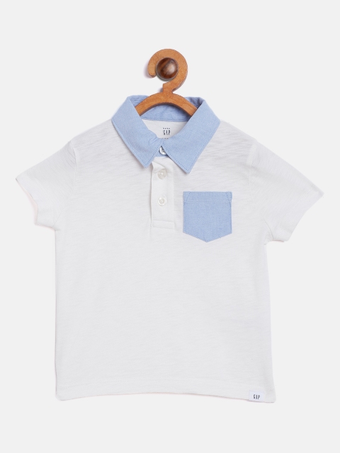 

GAP Boys Off-White Solid Polo Collar T-shirt