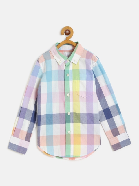

GAP Boys Pink & Blue Regular Fit Checked Casual Shirt