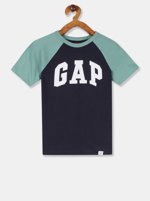 

GAP Toddler Boy Navy Blue & White Logo Raglan T-Shirt