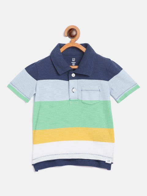 

GAP Boys Green & Navy Colourblocked Polo Collar T-shirt