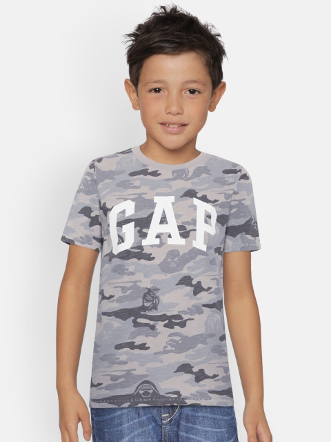 

GAP Boys Grey Camouflage Print Round Neck T-shirt