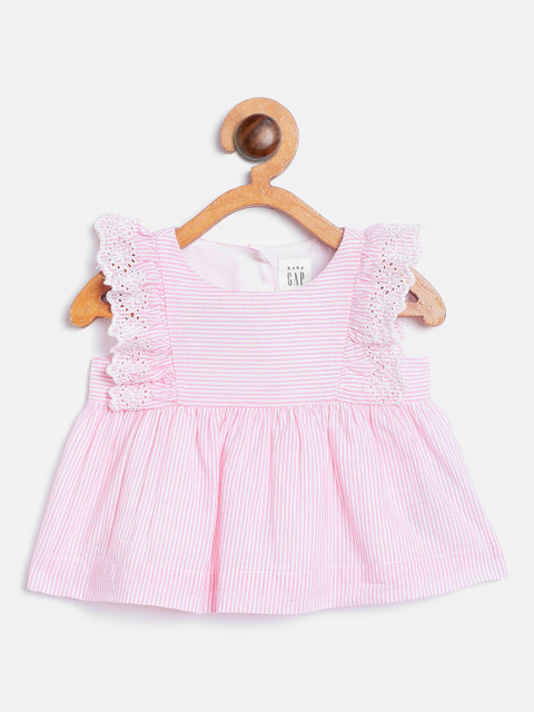 

GAP Girls Pink & White Striped A-Line Top