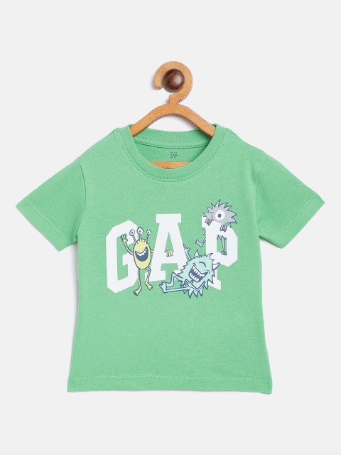 

GAP Boys Green & Black Printed Round Neck T-shirt