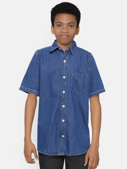 

GAP Boys Blue Solid Denim Shirt