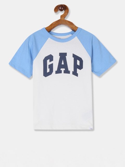 

GAP Toddler Boy White & Navy Blue Logo Raglan T-Shirt