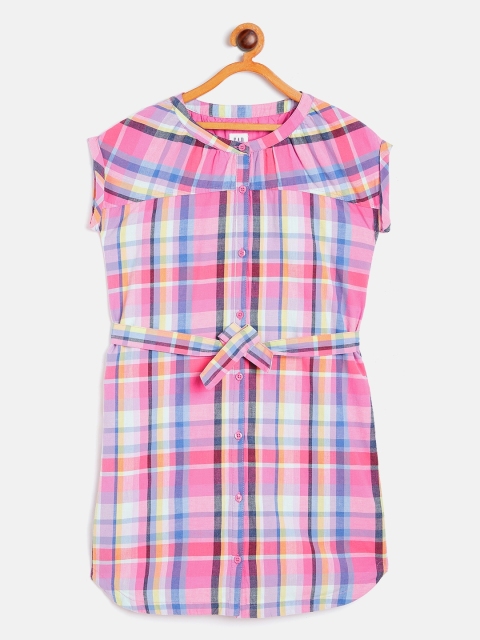 

GAP Girls Pink & Blue Checked Sheath Dress