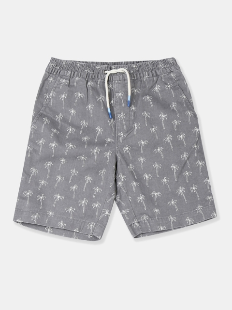 

GAP Boys Charcoal Grey & Off-White Tropical Print Pure Cotton Regular Fit Shorts