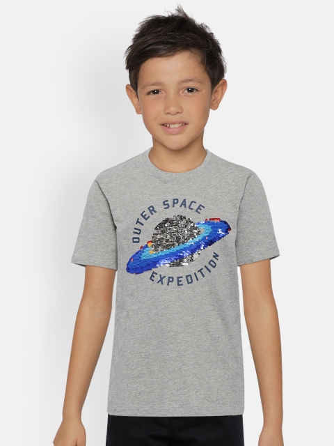 

GAP Boys Grey Melange Flippy Sequin Graphic T-shirt