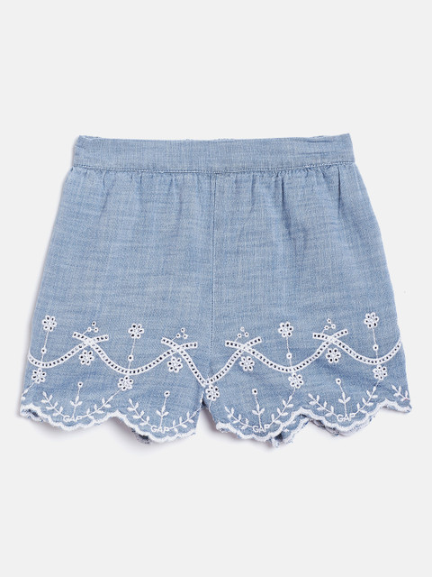 

GAP Girls Scalloped Eyelet Pull-On Shorts, Blue