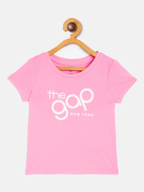 

GAP Girls Pink Printed Round Neck T-shirt
