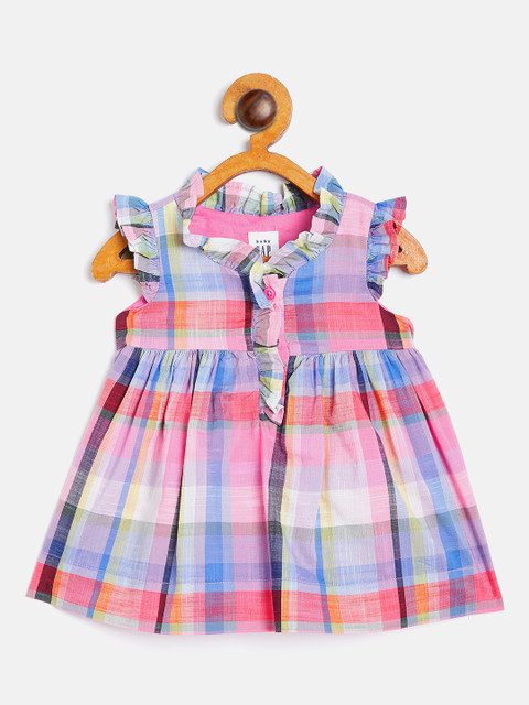 

GAP Girls Pink & Blue Checked Fit & Flare Dress