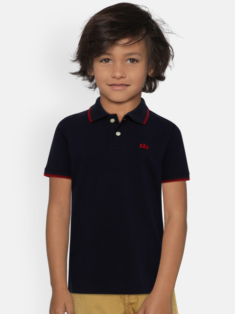 

GAP Boys Navy Solid Polo Collar T-shirt, Navy blue