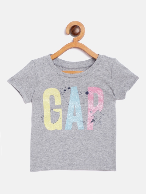 

GAP Girls Grey Melange Printed T-shirt