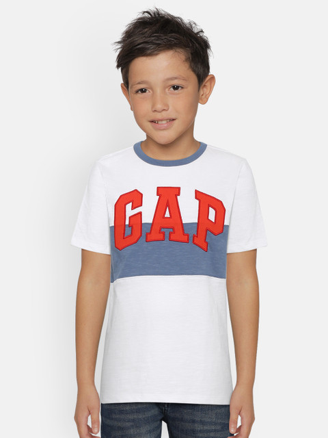 

GAP Boys White & Blue Colourblocked Round Neck T-shirt