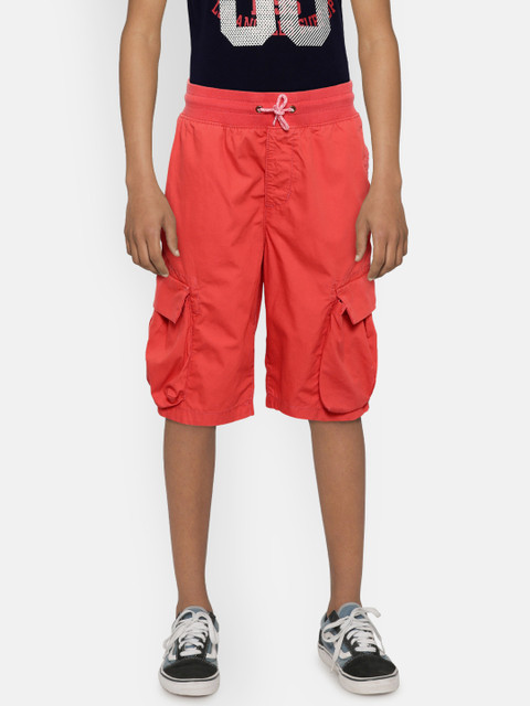 

GAP Boys Coral Pink Solid Cargo Shorts