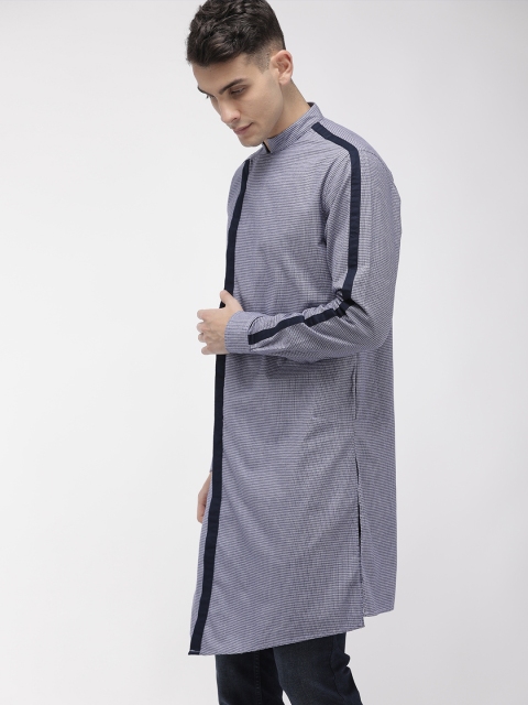 

The Indian Garage Co Men Blue Woven Design Straight Kurta