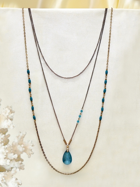 

Ayesha Silver-Toned & Blue Multi-Layered Necklace, Gold