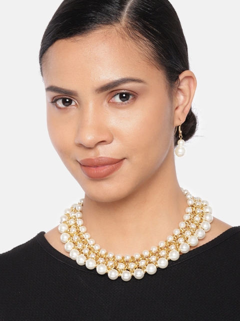

Ayesha Gold-Toned & White Pearl Statement Jewellery Set