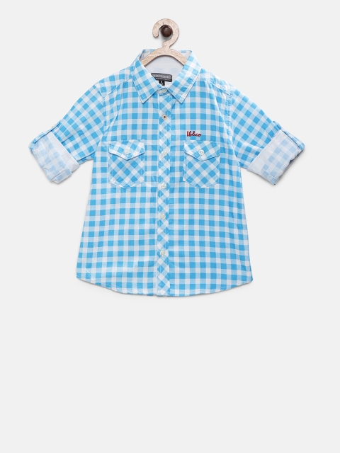 

TONYBOY Boys Blue & White Regular Fit Checked Casual Shirt