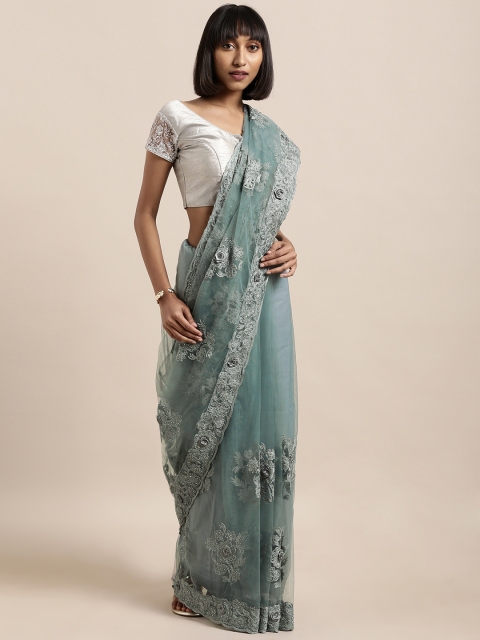 

Mitera Grey Embellished Net Saree