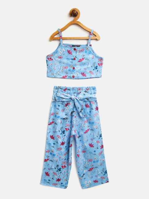 

pspeaches Girls Blue & Pink Printed Two-Piece Jumpsuit