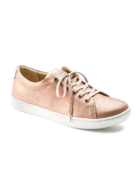 

Birkenstock Women Rose Gold-Toned Arran Natural Regular Width Leather Washed Sneakers