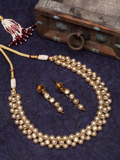 

PANASHE Gold-Plated Pearl Embellished Handcrafted Copper Jewellery Set