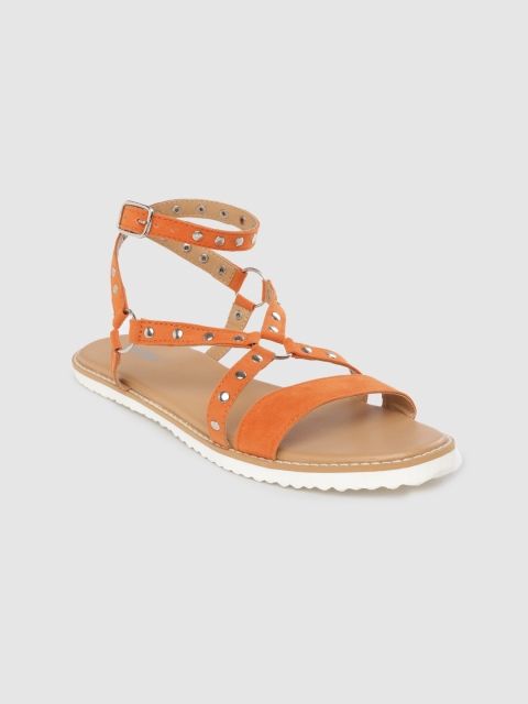 

Roadster Women Orange Riveted Open Toe Flats