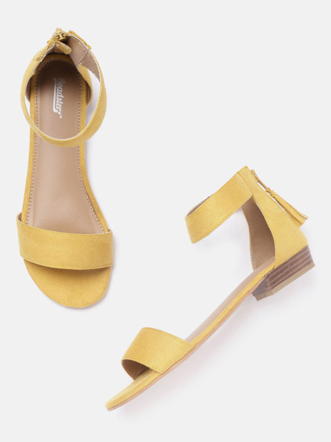 

Roadster Women Mustard Yellow Solid Mid-Top Open Toe Flats