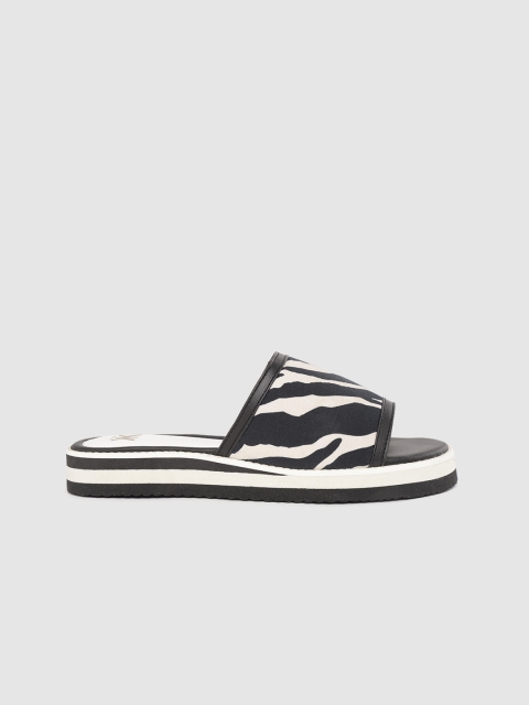 

Kook N Keech Women Black & White Zebra Print Open Toe Flats