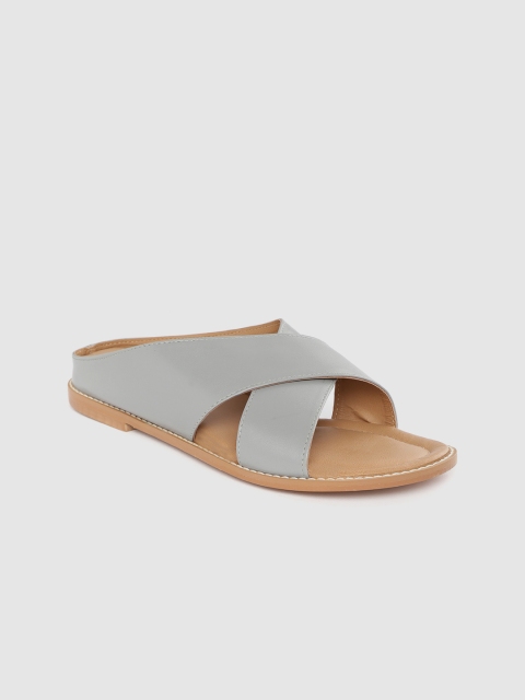 Women Grey Solid Open Toe Flats