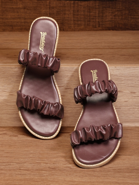 

Roadster Women Burgundy Solid Open Toe Flats