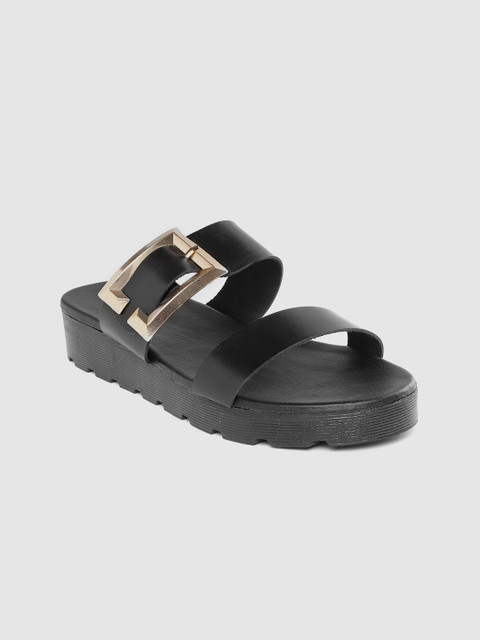 

Roadster Women Black Solid Open Toe Flats