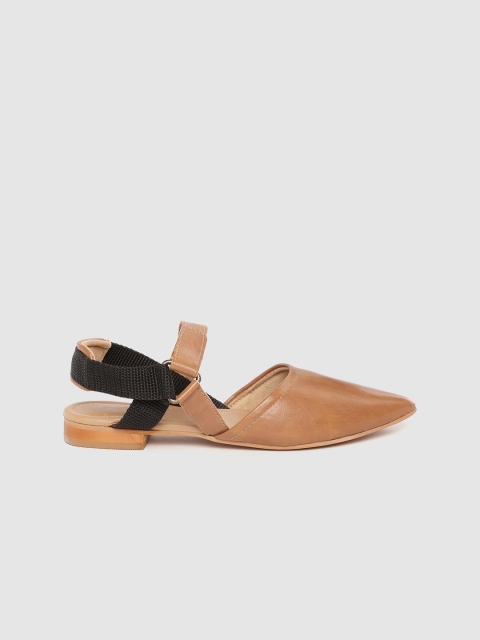 Women Tan Brown & Black Colourblocked Flats
