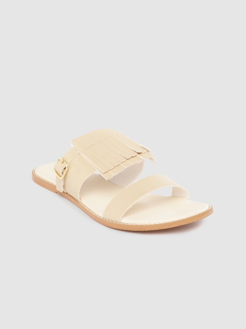 

Roadster Women Cream-Coloured Solid Open Toe Flats