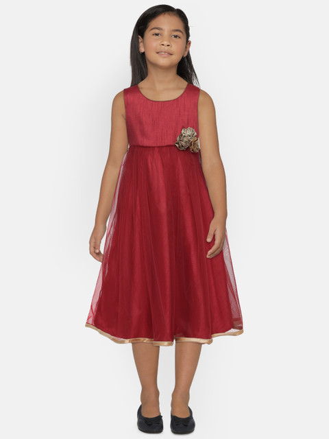 

Meringue Girls Red Solid Fit and Flare Dress