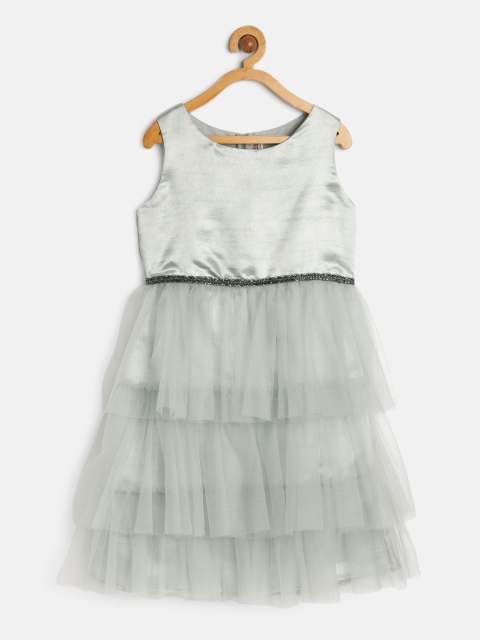

Meringue Girls Grey Solid Fit and Flare Dress