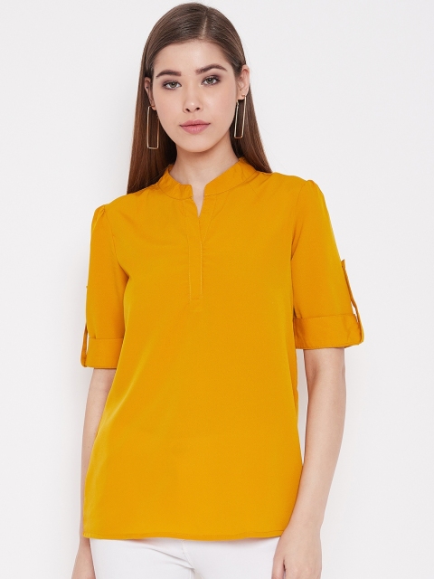 

NEEDLE WORKS Women Mustard Yellow Solid Regular Top